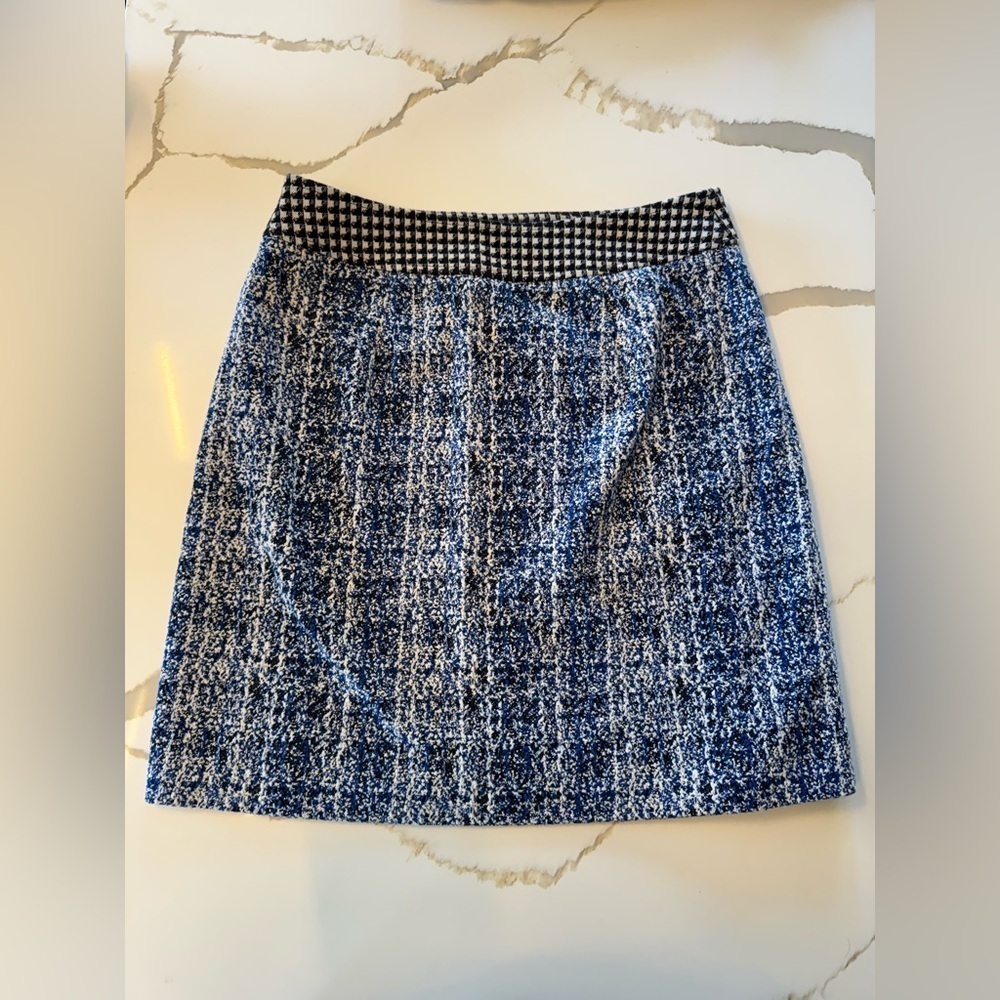 CAbi Blue Matrix Reina 21 Club Tweed Houndstooth Knit Skirt Size 6 - Picture 2 of 6